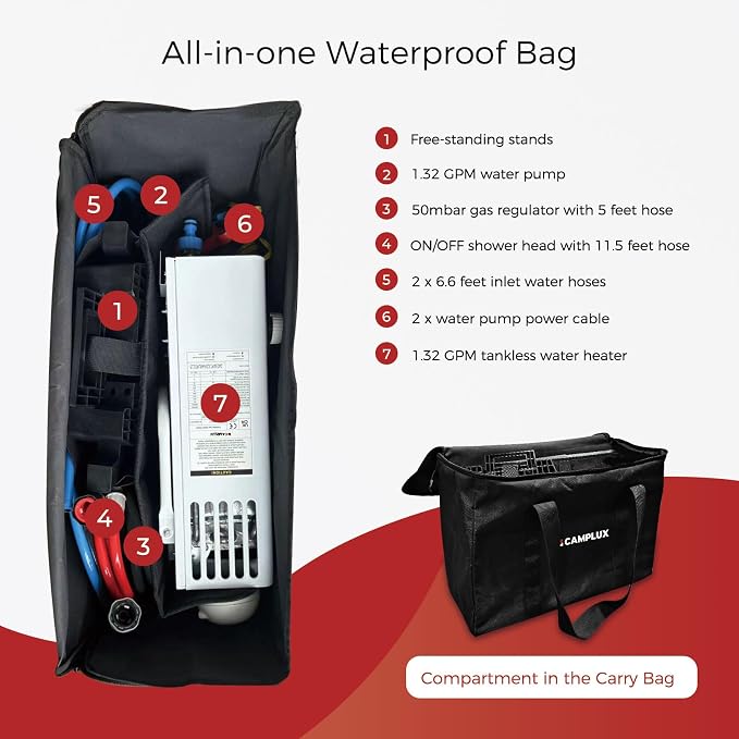 CAMPLUX Outdoor Portable Propane Caming Water Heater 1.32 GPM - Image 8