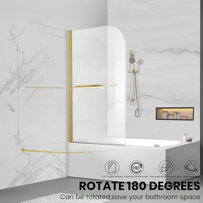 Tub Shower Door, Bathroom Shower Glass Door 34 * 58 Inch Frameless Bathtub - Image 4