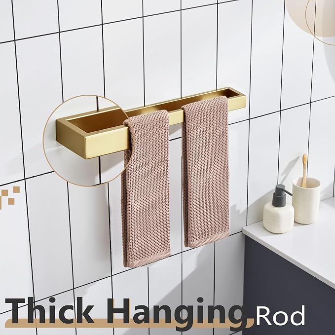 KOKOSIRI Towel Bar Brushed Gold Bath Towel Holder 16 Inch Kitchen Towel Hanger - Image 6
