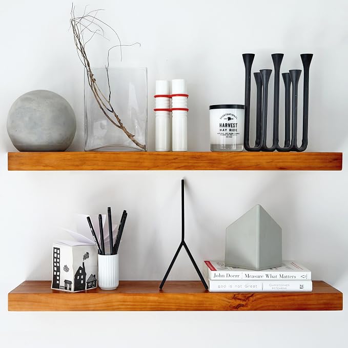 Homeforia Oak Floating Shelves 30 inch Long, High End Solid Real Wood 30inch by Homeforia