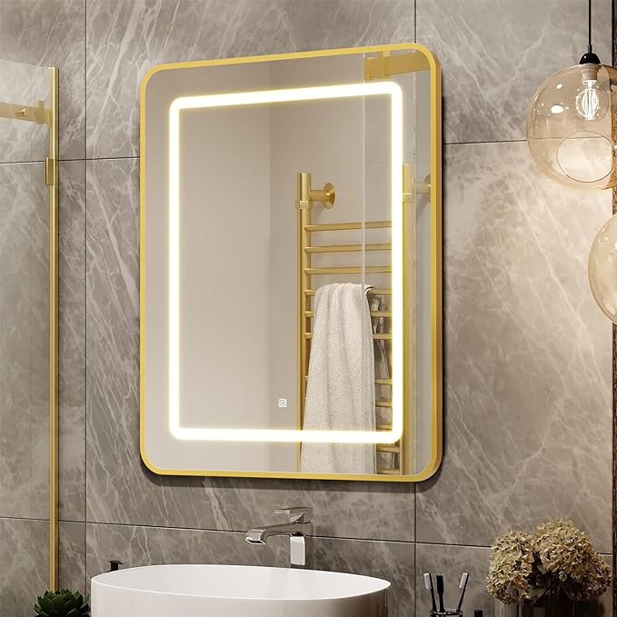 APRILSOUL 16X24 Inch Gold Bathroom Medicine Cabinet by Unknown