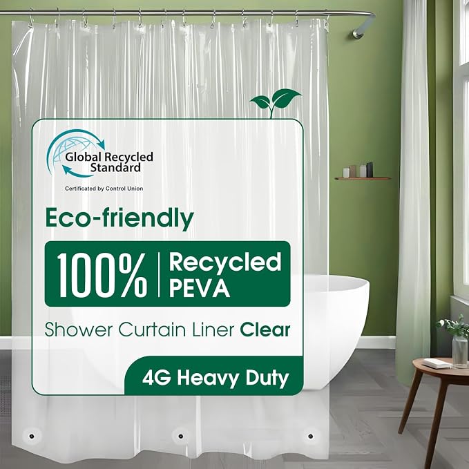 Bowery Home NOT Made in China Eco-Friendly Recycled PEVA Shower Curtain Liner – - Image 2