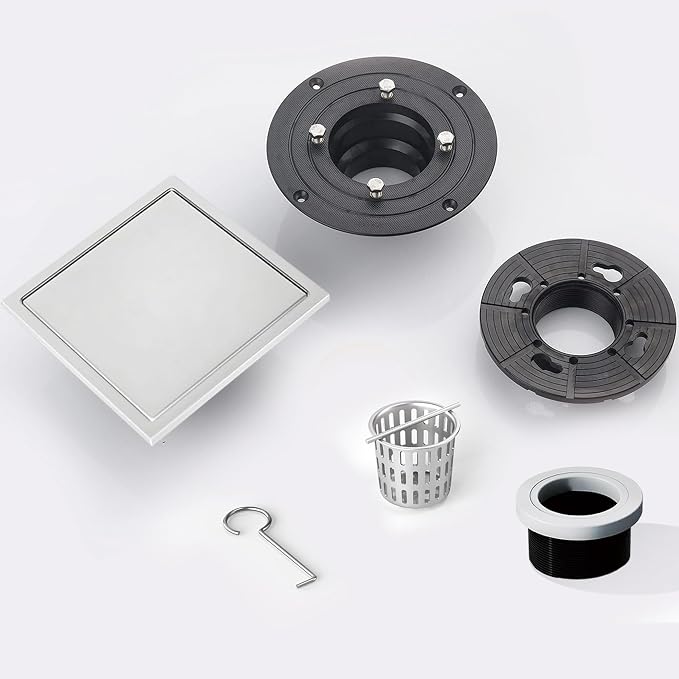 4 Inch Square Shower Floor Drain, Shower Drain Kit - Image 5