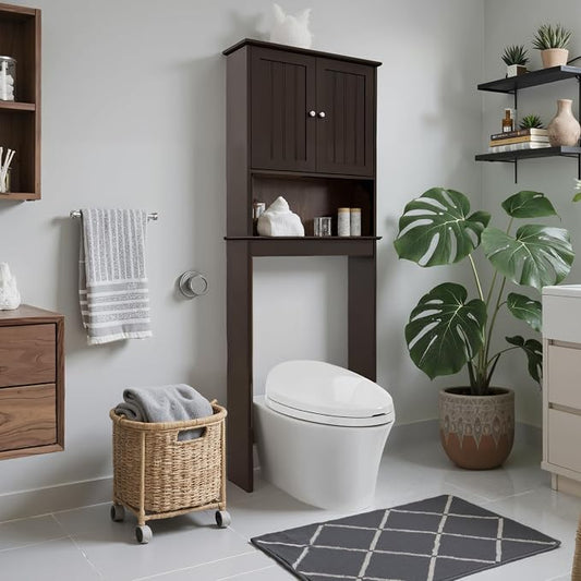 Over The Toilet Storage Cabinet, Behind Toilet Bathroom Organizer by GROZING