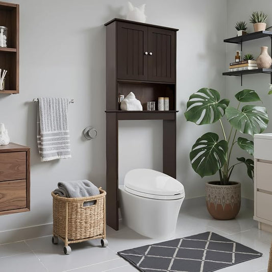 Over The Toilet Storage Cabinet, Behind Toilet Bathroom Organizer by Homajor