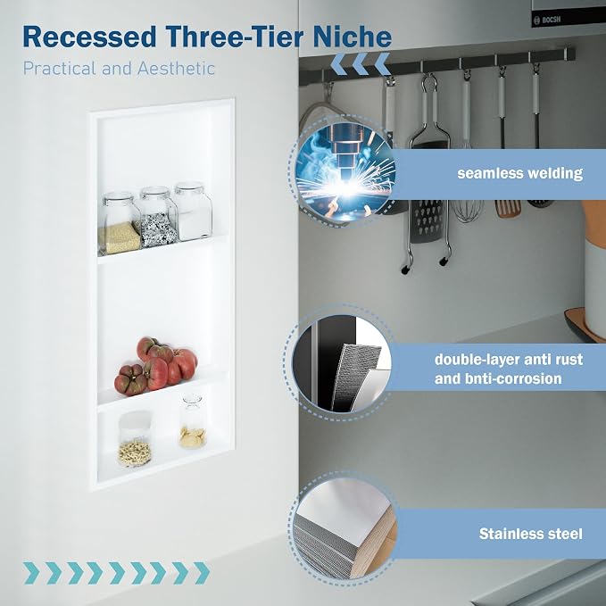 No Tile Needed Shower Niche for Bathroom Storage, Recessed Wall Niche, - Image 4