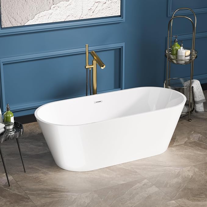 Sarlai 67 Inch Acrylic Freestanding Soaking Bathtub Contemporary Soaking White - Image 2