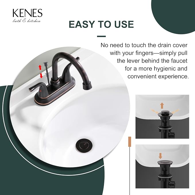 KENES Oil Rubbed Bronze Bathroom Sink Drain Assembly - Image 4