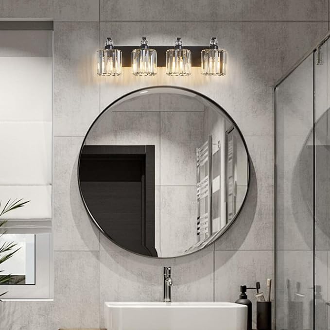 4-Light Black Bathroom Light Fixture Modern Vanity Lights Over Mirror Vintage - Image 7