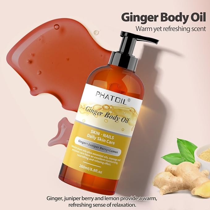 PHATOIL Ginger Oil for Body Massage, Gua Sha, Lymphatic Drainage, 260ML Large - Image 2