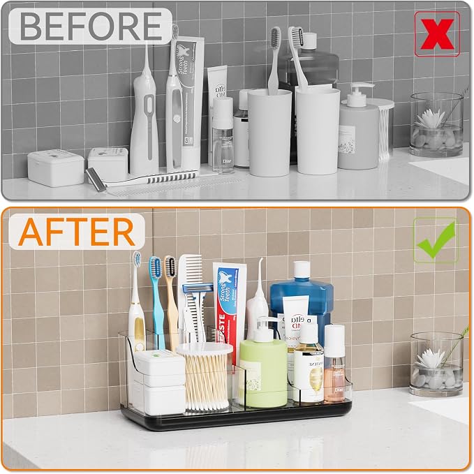 Yieach Mens Bathroom Organizer and Storage, Large 7 Slot Vanity Bathroom - Image 6