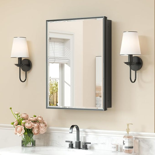 Keonjinn 20" x 26" Black Medicine Cabinet by Keonjinn