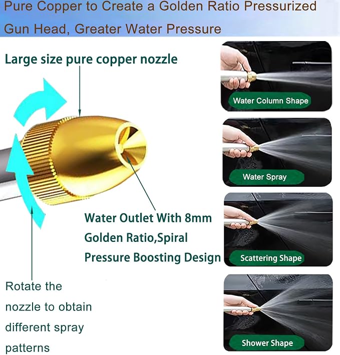 Upgrade Garden Hose Nozzle, 100% Heavy Duty Metal Spray Gun - Image 4