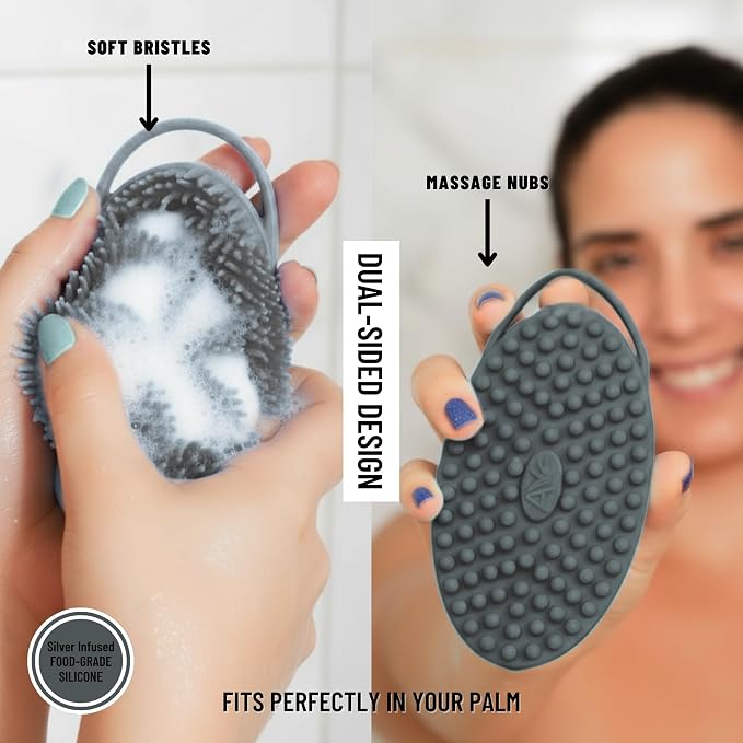 Silver Infused Silicone Body Scrubber Shower - Image 4