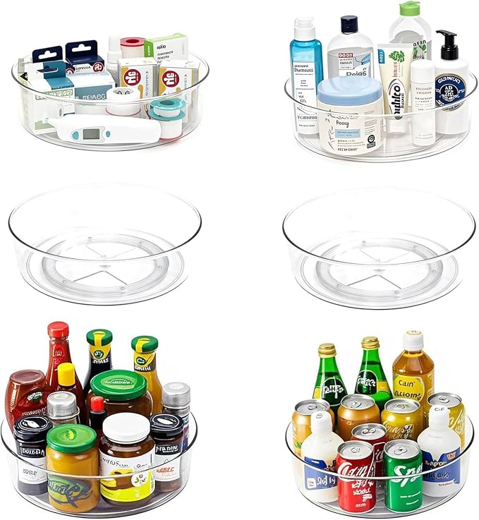 6 Pack Lazy Susan 11.5" Inch Turntable Organizer Organization Storage Container by YCLADEC
