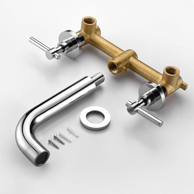 SUMERAIN Wall Mount Bathtub Faucet 3 Hole Tub Filler Faucet - Image 6
