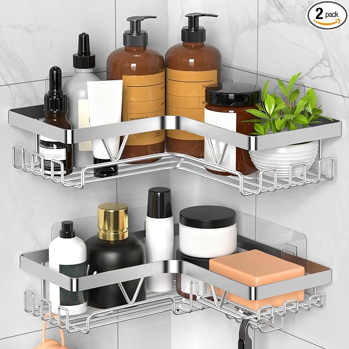 KEGII Corner Adhesive Shower Caddy, Rustproof Shower Shelf by KEGII
