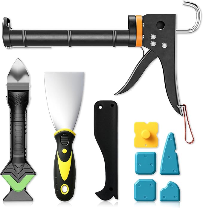 Professional Caulk Gun Kit - 5 in 1 Caulking Tool Set by Goopreen