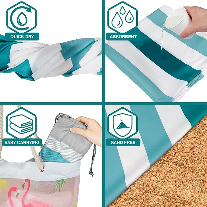 SUN CUBE Microfiber Beach Towel, Quick Dry Sand Free Beach Towel, Lightweight - Image 4