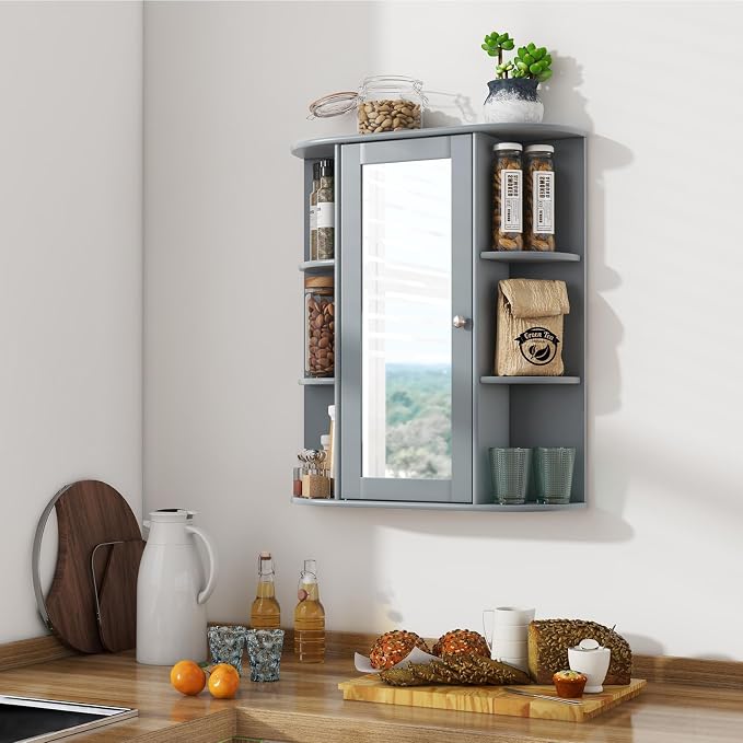 Tangkula Bathroom Medicine Cabinet, Wall Mounted Storage Cabinet - Image 8