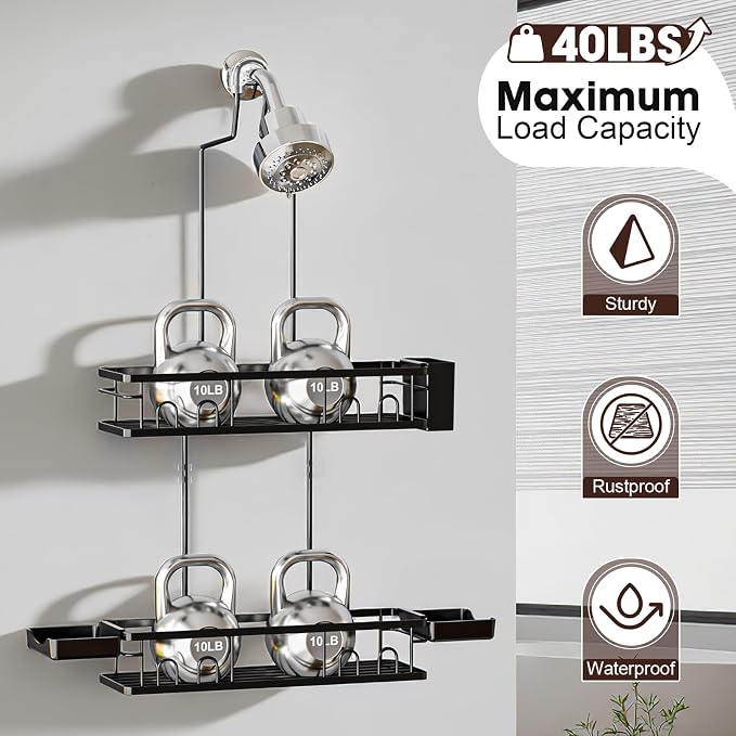 Shower Caddy Hanging, Rustproof Shower Shelves - Image 3