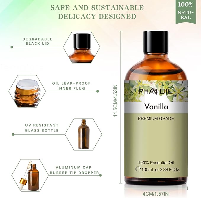 PHATOIL Vanilla Essential Oil 100ML, Vanilla Essential Oils - Image 6