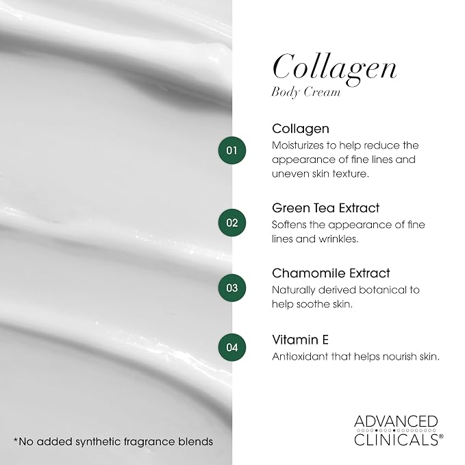Advanced Clinicals Unscented Collagen Body Cream & Face Moisturizer + Green - Image 8