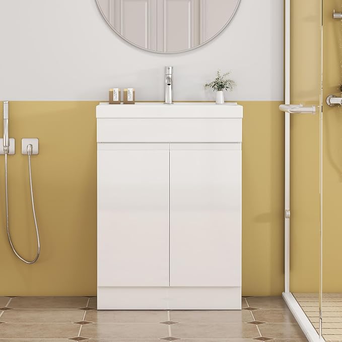 24-Inch Bathroom Vanity with Ceramic Sink Combo, Freestanding Modern Bathroom - Image 3
