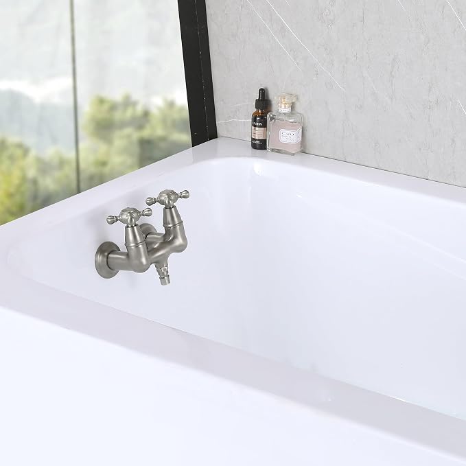 SUMERAIN Vintage Tub Faucet Wall Mount Tub Filler 3-3/8-Inch Center Two Cross - Image 5