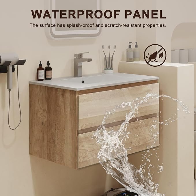 Floating Bathroom Vanity with Sink Wall Mounted Cabinet with 2 Soft-Close - Image 6