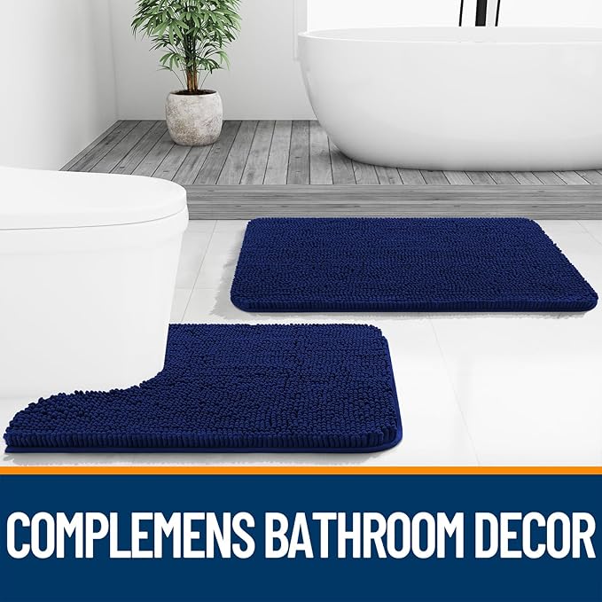 OLANLY Bathroom Rugs 59x35, Extra Soft Absorbent Chenille Bath Rugs, Rubber - Image 7