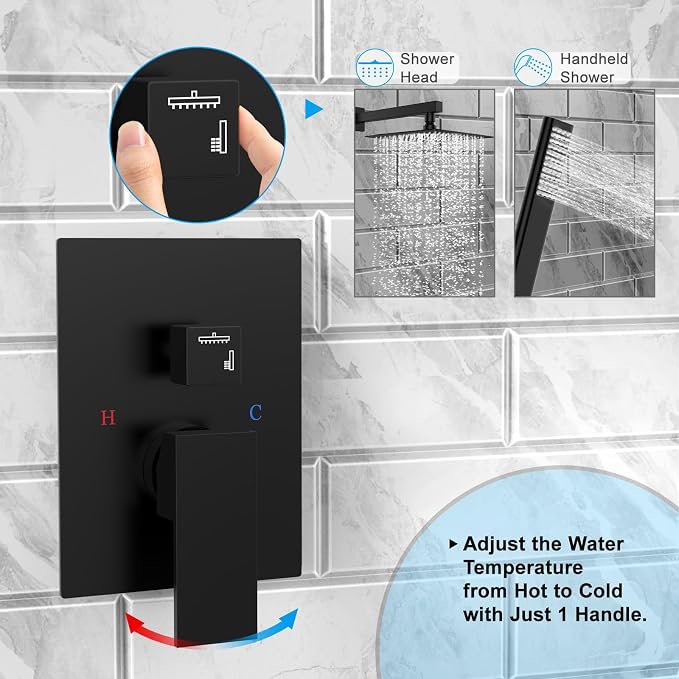 EMBATHER Shower System, High Pressure Wall Mounted Shower Faucet Set Complete - Image 3