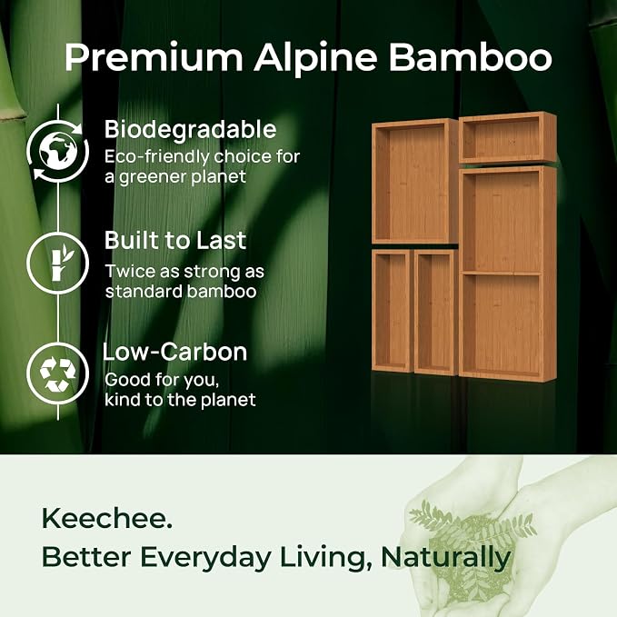 5-Piece Bamboo Drawer Organizer Set, 2.2" Deep Multi-Use Organizers - Image 8