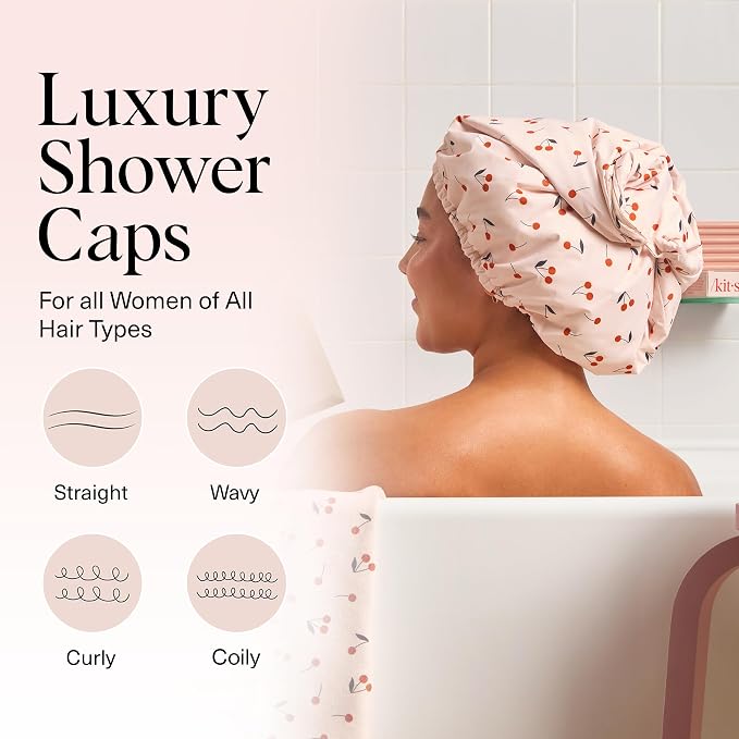 Kitsch Luxury Shower Caps for Women Reusable Waterproof - Image 6
