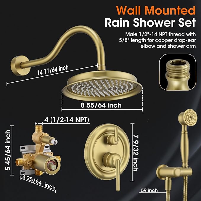 Antique Rainfall Shower System Bathroom Luxury Rain Mixer Shower Faucet Set - Image 6