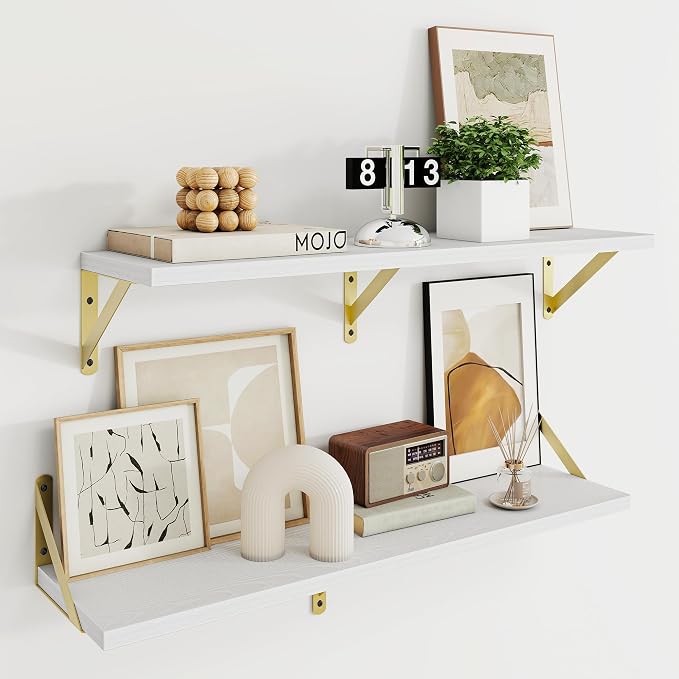 Deep Floating Shelves for Wall, 24W x 8D Wall Mounted Shelves Set of 2 by Dreamland