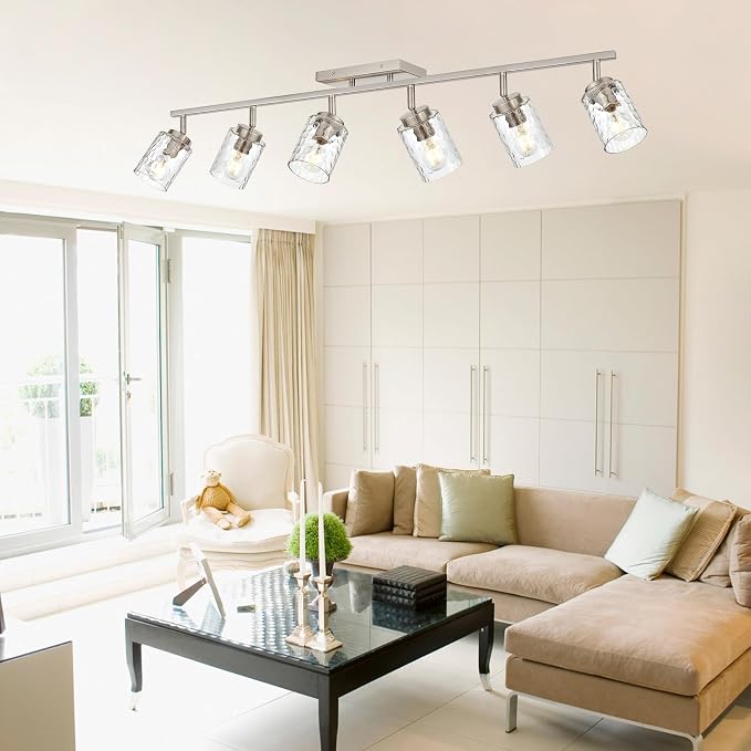 6 Light Track Lighting, Brushed Nickel Bathroom Vanity Light Modern Ceiling - Image 4