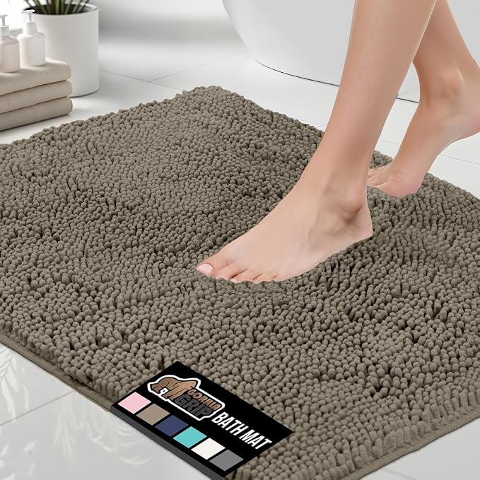 GORILLA GRIP Bath Rug Mat 36x24, Thick Soft Absorbent Chenille, Quick Dry by GorillaGrip