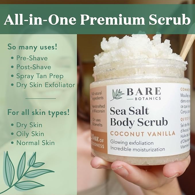 Bare Botanics Vanilla Hazelnut Coffee Body Scrub 24 oz - Image 3
