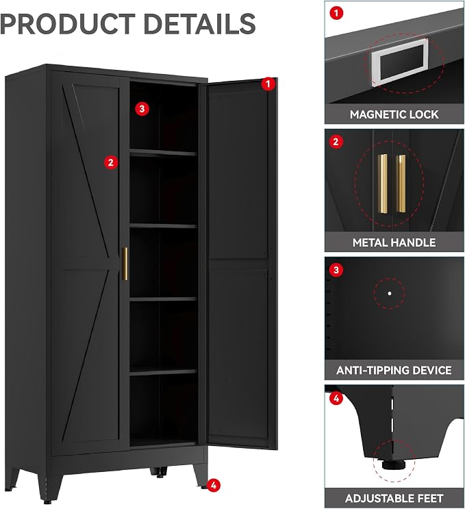71" Metal Storage Cabinet - Image 6