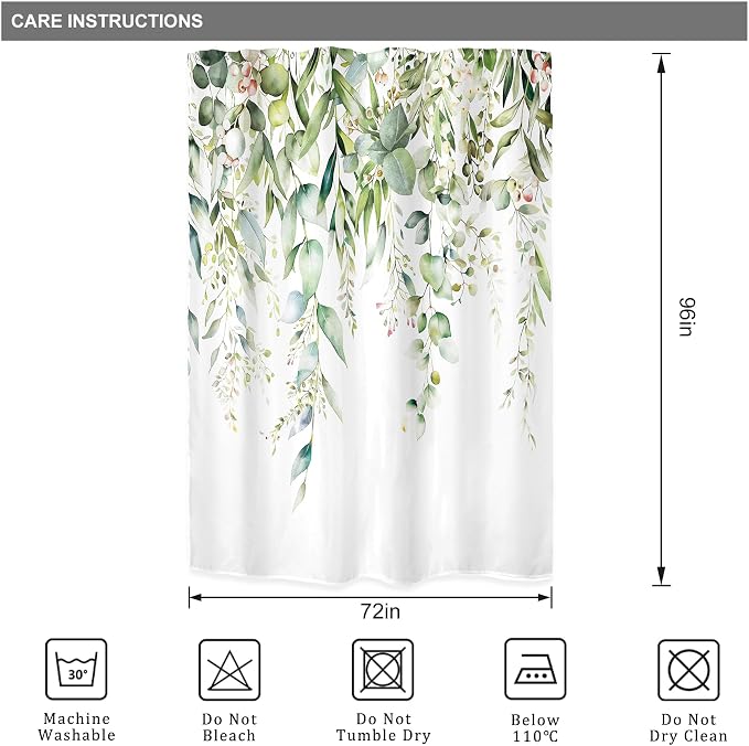 Riyidecor Extra Long Eucalyptus Leaves Shower Curtain - Image 4