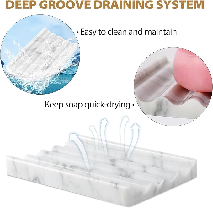 2PCS Koville Italian Natural Marble Soap Dish - Image 2