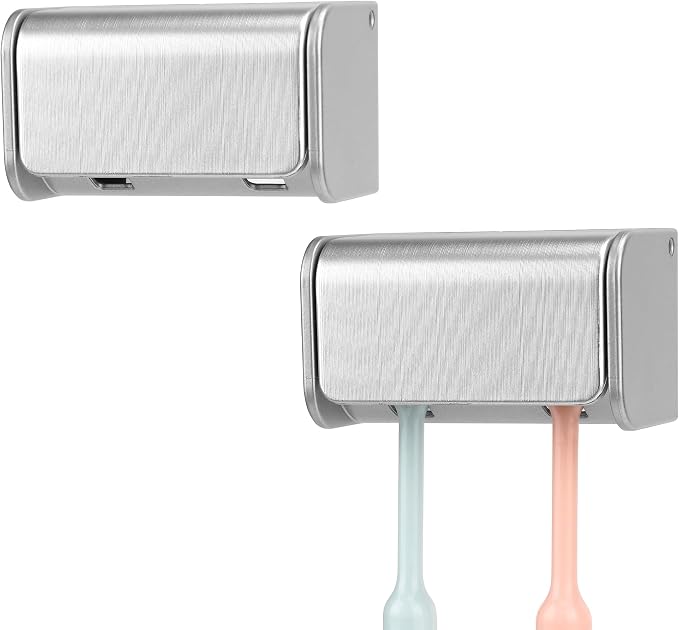2 PCS Toothbrush Holder Wall Mounted by LUEXBOX