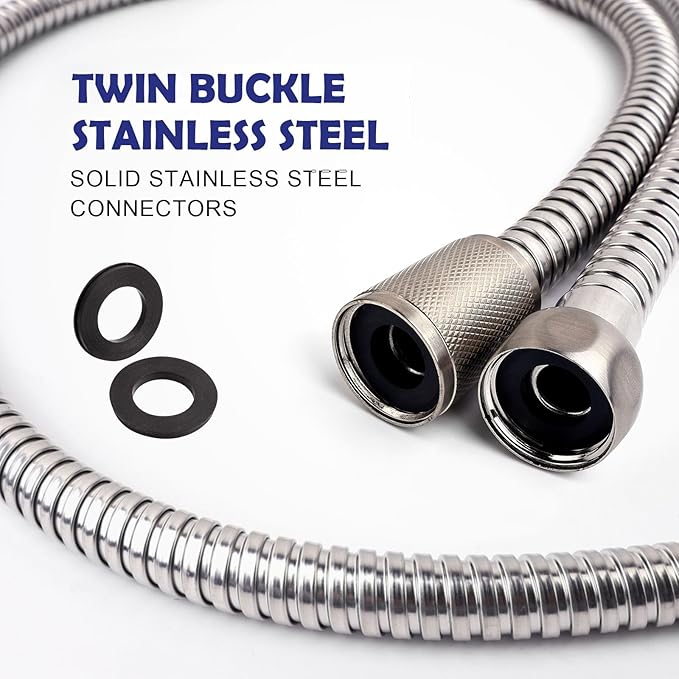 59" Brushed Nickel Shower Hose Replacement Handheld Kink Free Stainless Steel - Image 2