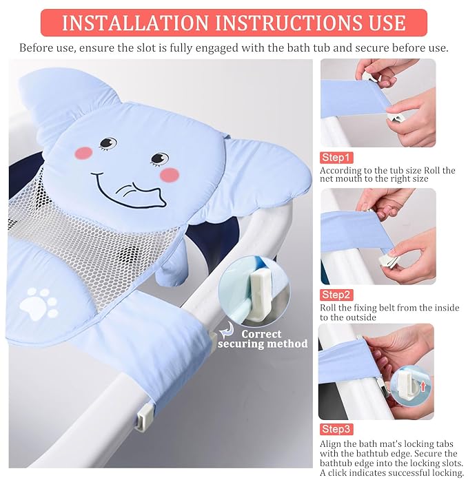 AIR&TREE Baby Bath Seat Support Net, Quick Drying, Adjustable, Comfortable - Image 2