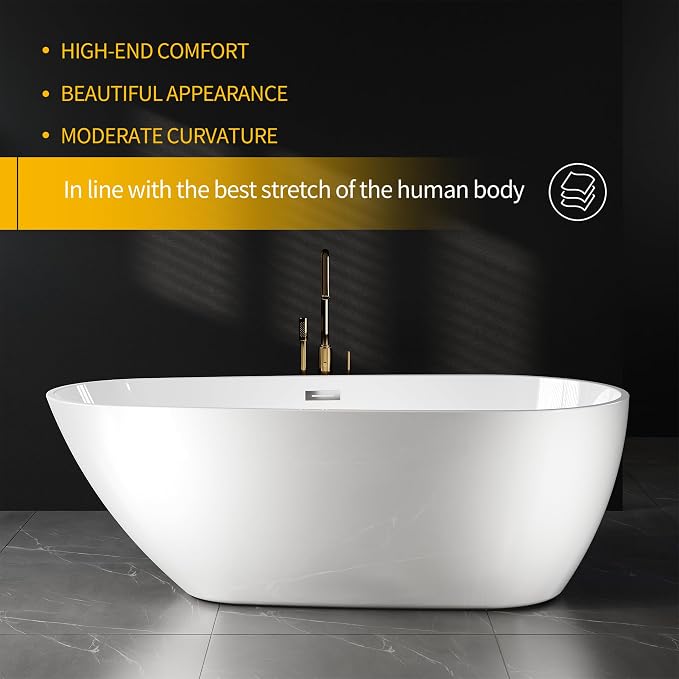 Bathtub with Upturned Ends, CUPC Chrome Drain and Overflow, Built-in Overflow - Image 4
