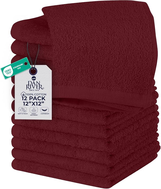DAN RIVER 12 Pack Wash Cloths for Showering by DanRiver