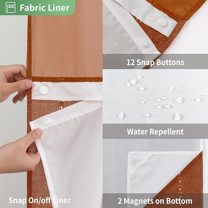 No Hook Extra Long Shower Curtain Set - Image 6