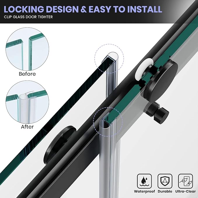 Bathroom Shower Door Seal Strip, U-Type PVC Transparent Shower Door Seal Strip - Image 5
