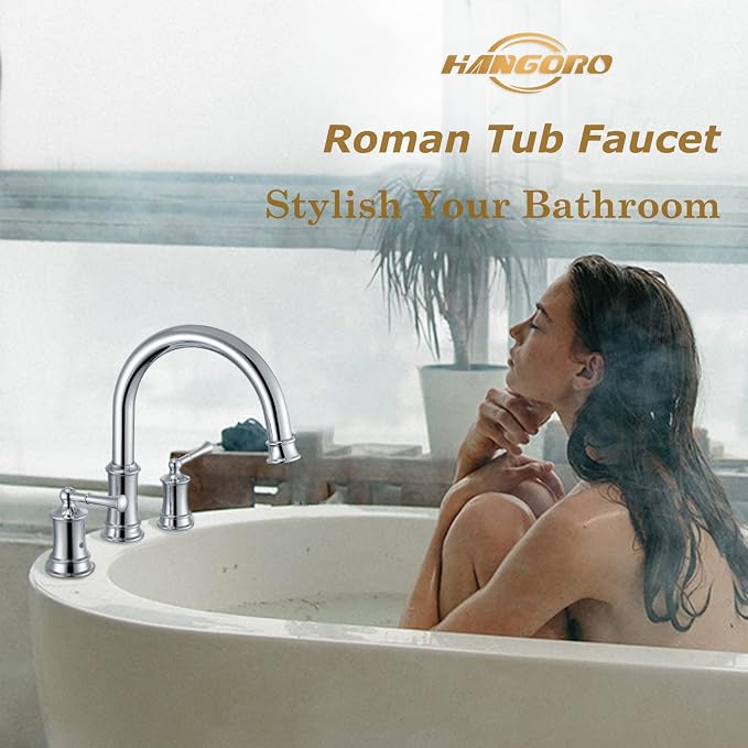 Polished Chrome Roman Tub Faucet, Antique Bathtub Faucet Set 3 Hole, High Flow - Image 2